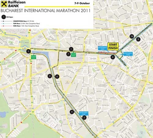 Harta Bucharest International Marathon 2011